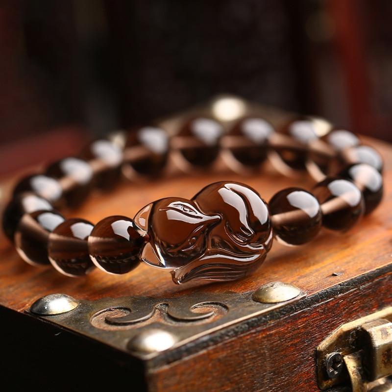 Le Renard Roux Bracelet Renard En Perle Fumée