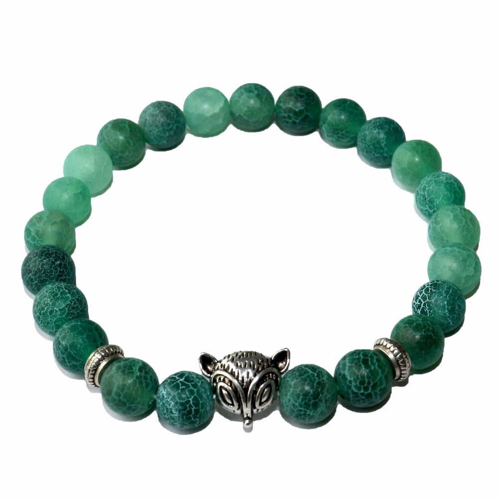 Le Renard Roux Agate Verte Bracelet Renard Pierres Naturelles
