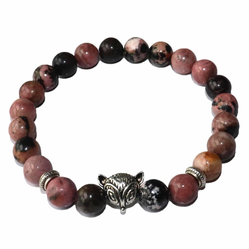 Le Renard Roux Rhodochrosite Noire Bracelet Renard Pierres Naturelles