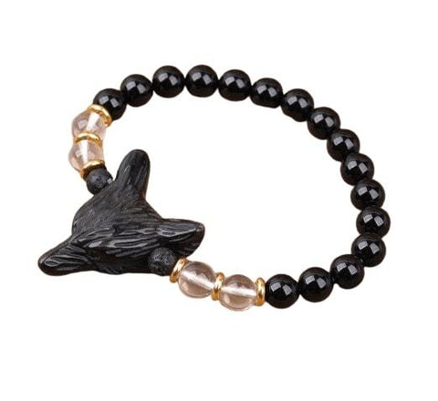 Lava Stone Fox Head Bracelet