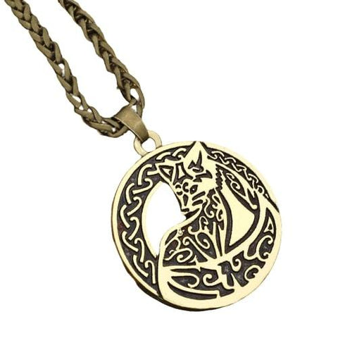 Mens Fox Necklace (Silver & Gold)
