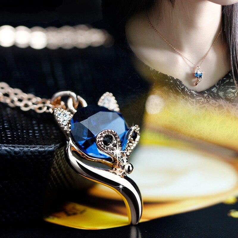 Le Renard Roux Pierre bleu Collier Renard Bijoux