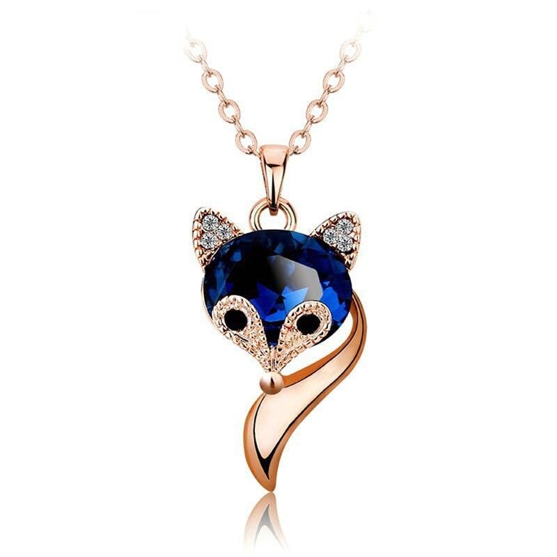 Le Renard Roux Pierre bleu Collier Renard Bijoux
