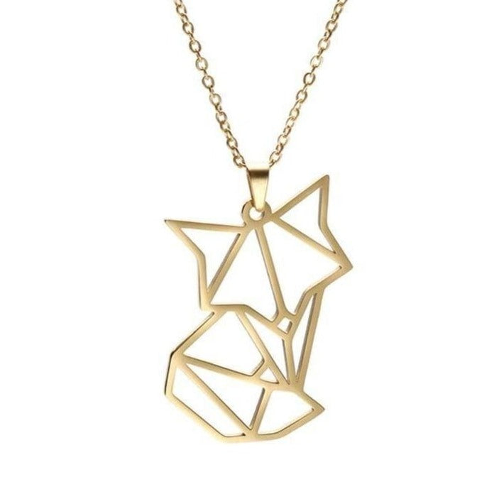 Collier Renard Origami (Argent & Or)