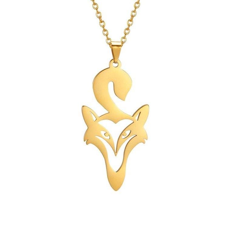 Stylized Fox Necklace (Silver & Gold)
