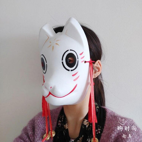 Le Renard Roux 8 Full Face Hand-Painted Naruto Hatake Kakashi Anbu Red Japanese Kitsune Cosplay Fox Masks Halloween Cartoon Character Costumesg